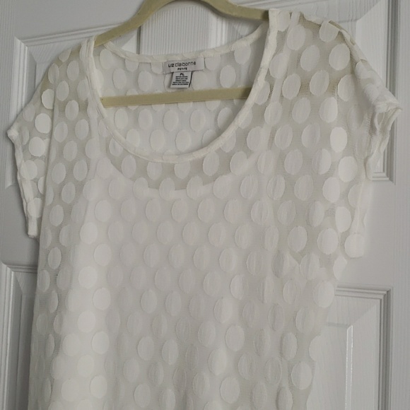 Beautiful Liz Claiborne white polka dot top - Picture 3 of 7